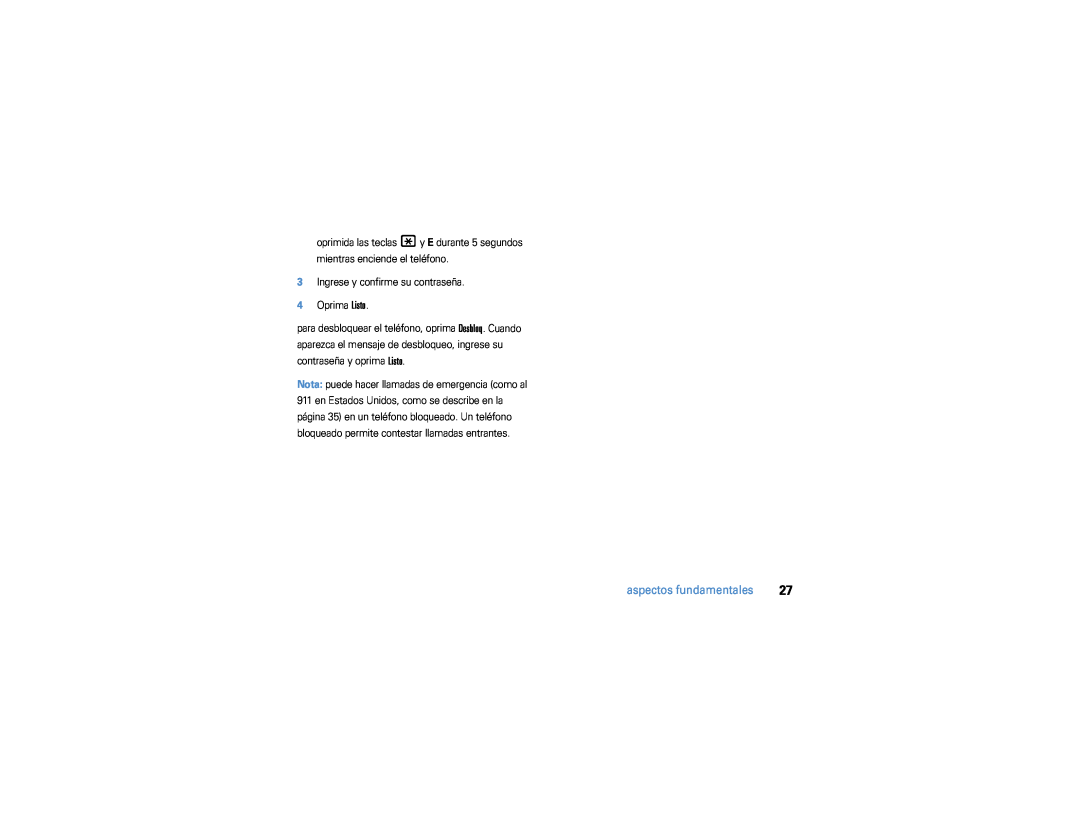Motorola 9h manual aspectos fundamentales, Ingrese y confirme su contraseña 4 Oprima Listo 