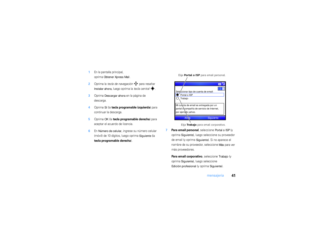 Motorola 9h manual Edición profesional y oprima Siguiente, mensajería 