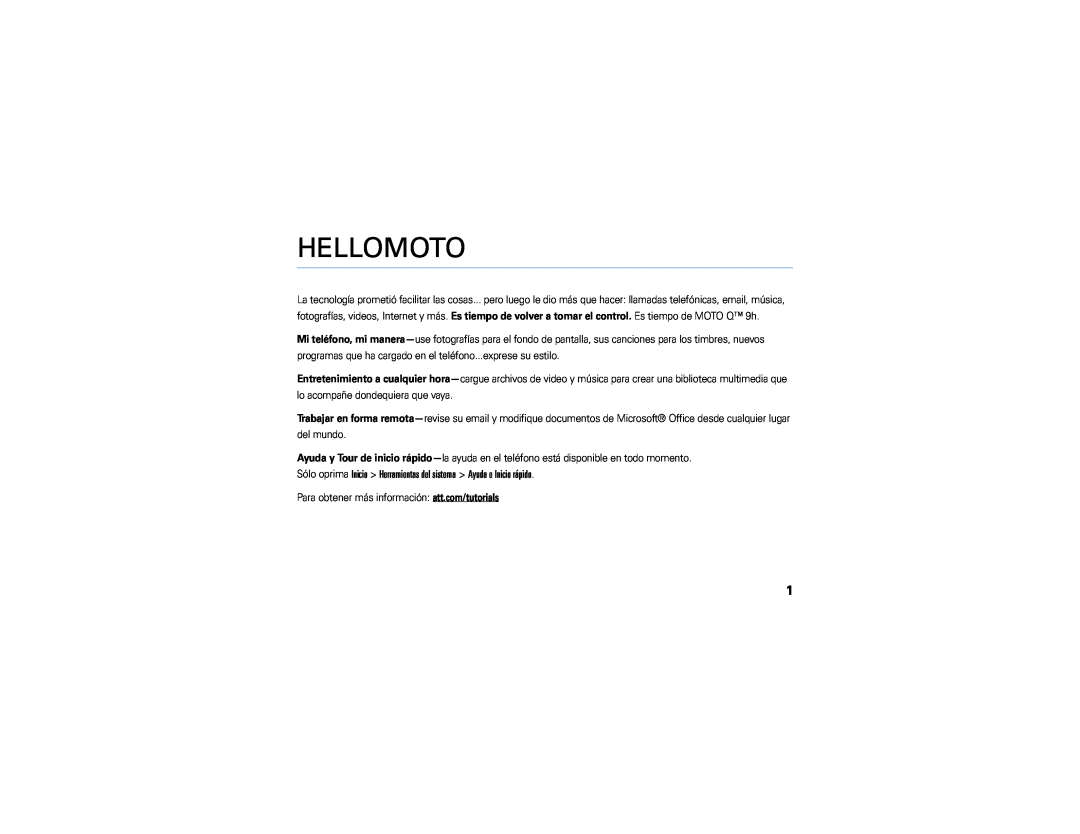 Motorola 9h manual Hellomoto, del mundo 