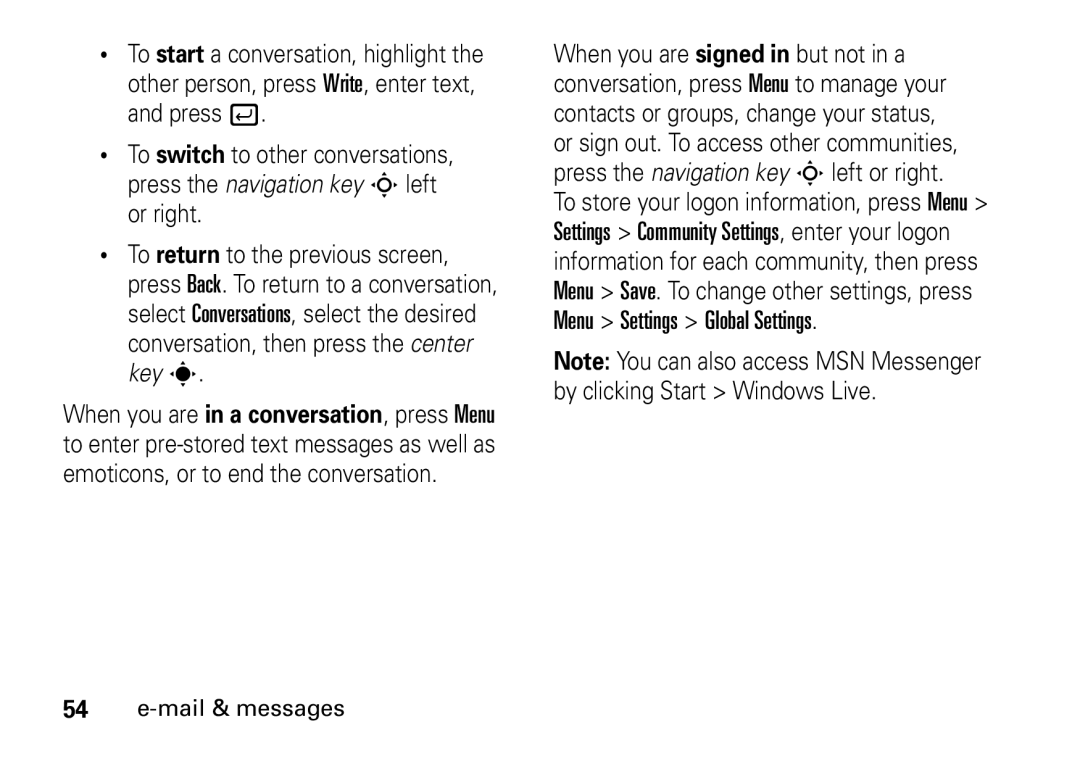 Motorola 9HMOTO manual Mail & messages 