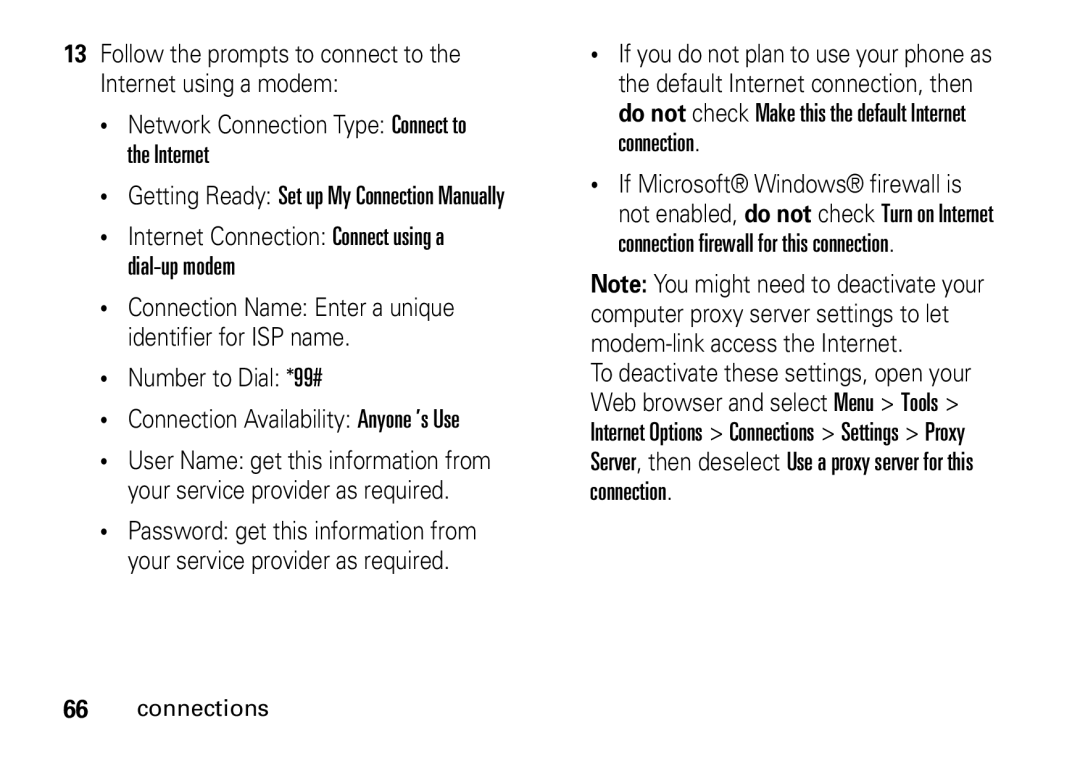 Motorola 9HMOTO manual Getting Ready Set up My Connection Manually 