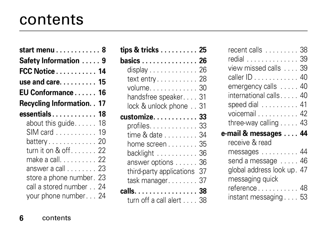 Motorola 9HMOTO manual Contents 