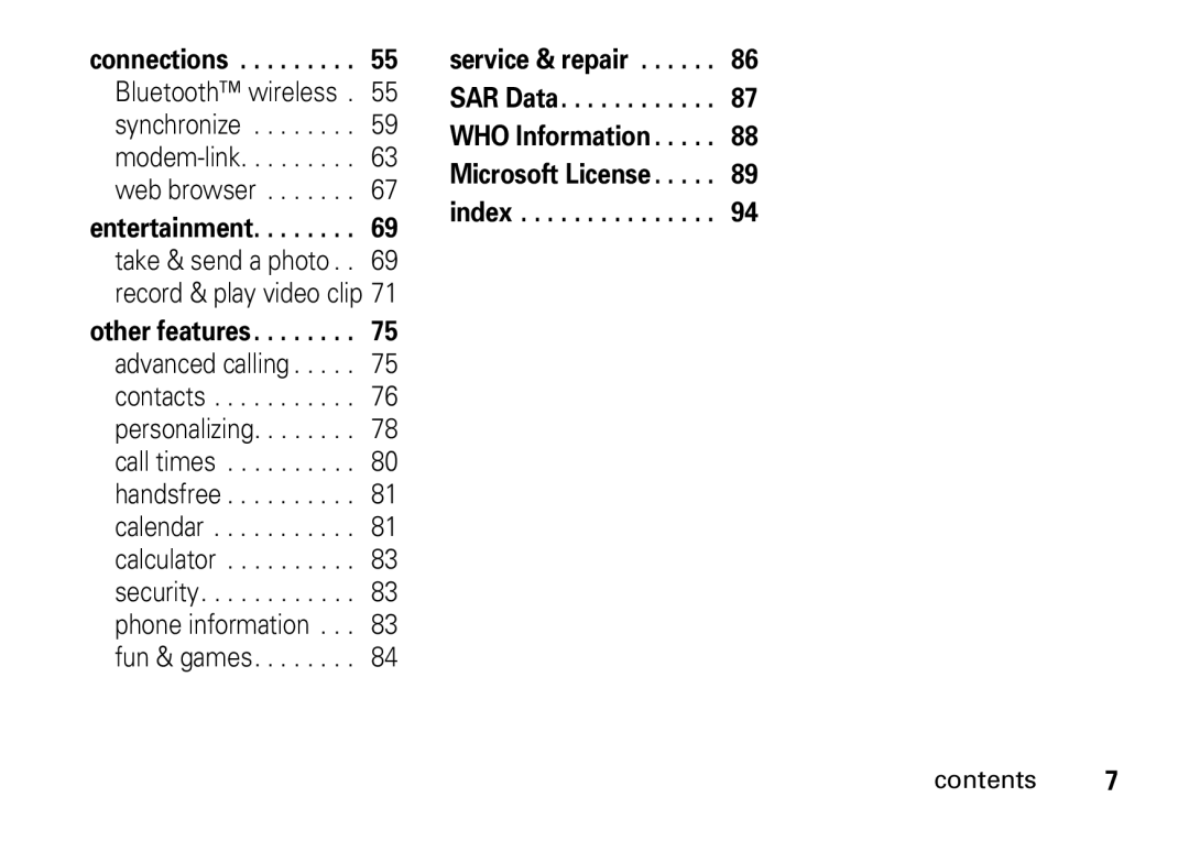 Motorola 9HMOTO manual Contents 