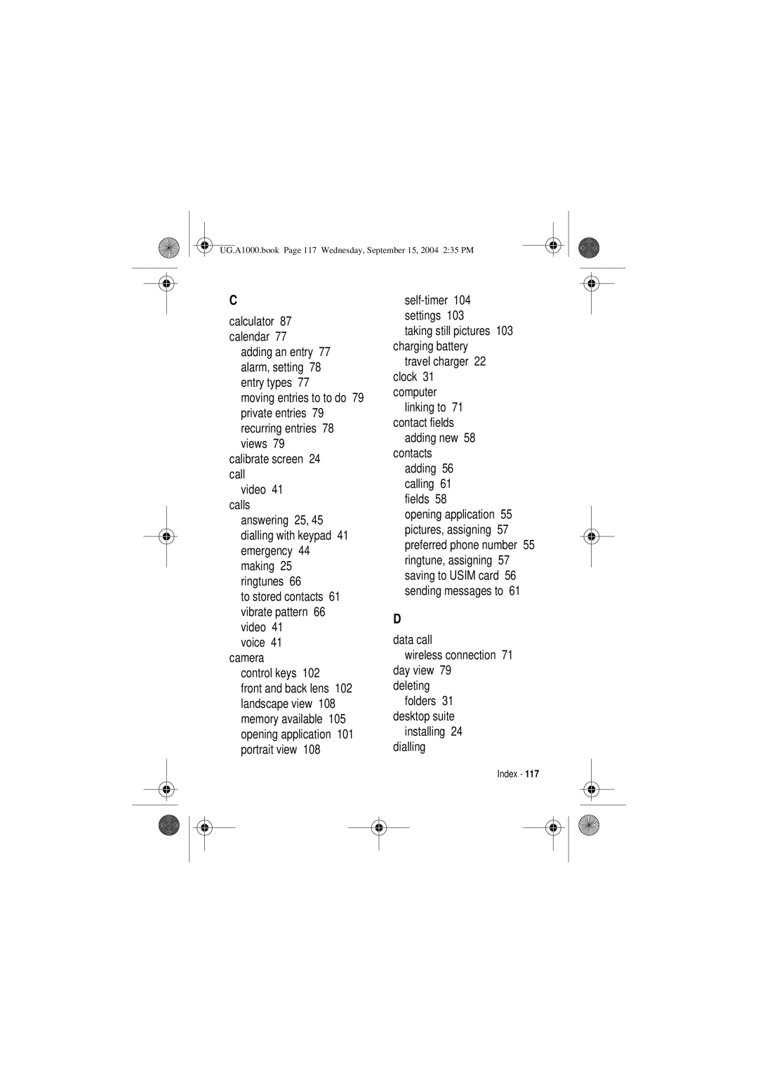 Motorola A1000 manual Adding new 58 contacts Adding 56 calling 61 fields, Dialling 