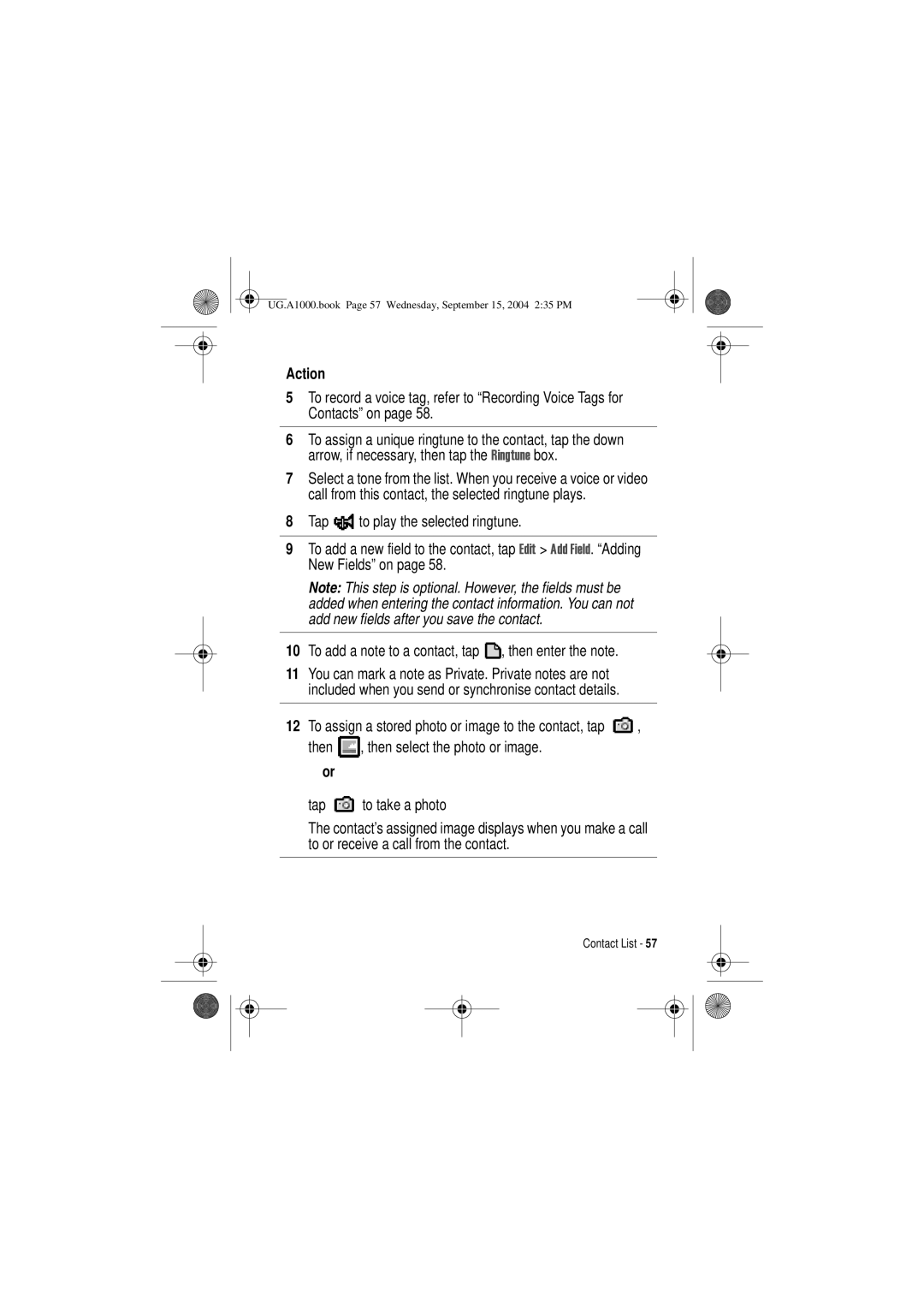 Motorola manual UG.A1000.book Page 57 Wednesday, September 15, 2004 235 PM 