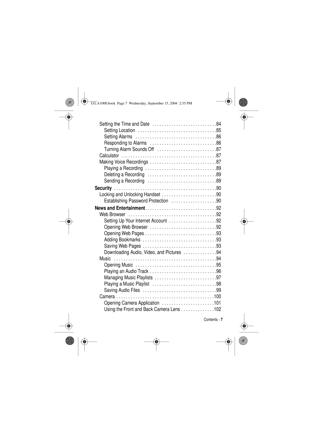 Motorola manual UG.A1000.book Page 7 Wednesday, September 15, 2004 235 PM 