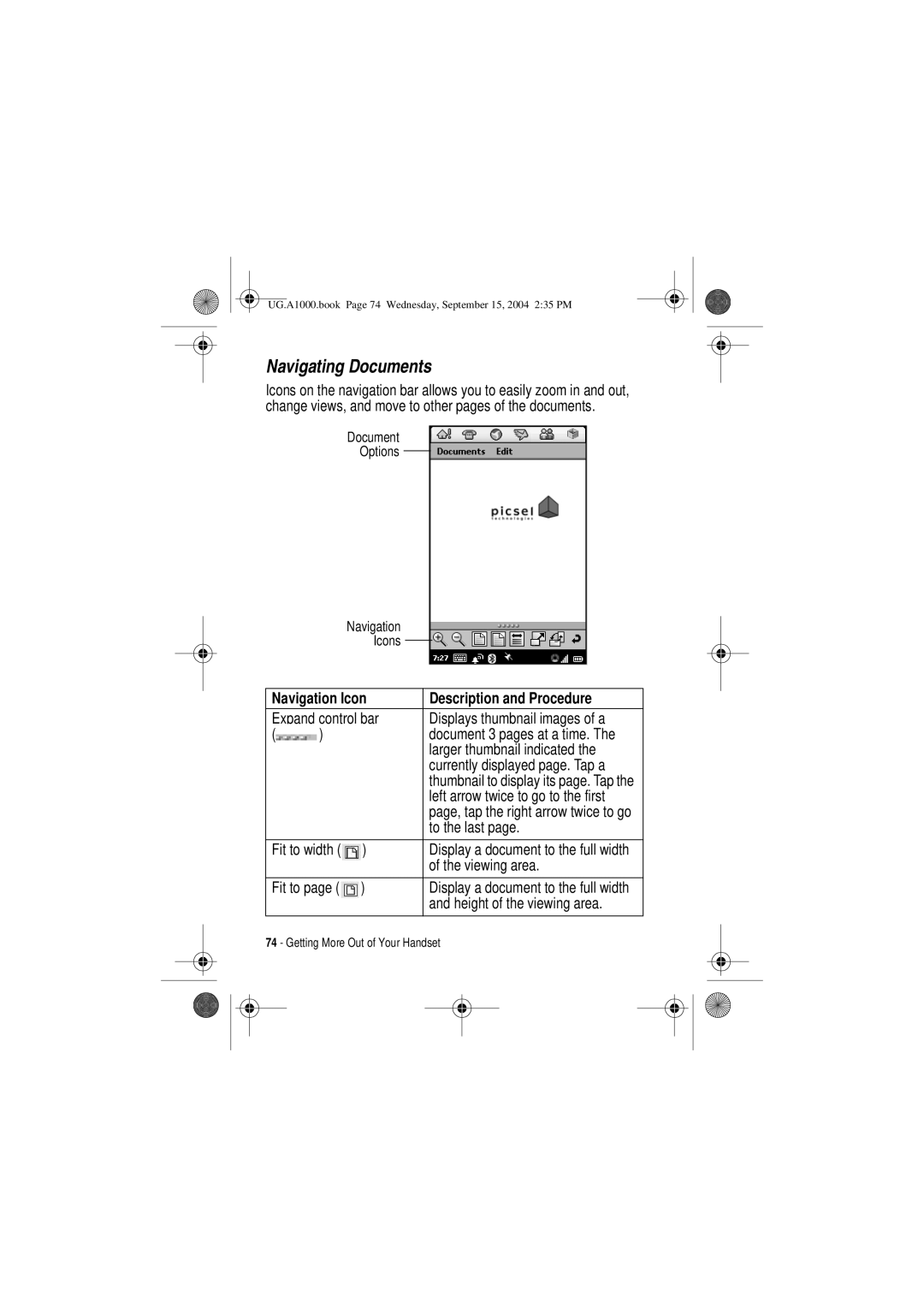 Motorola A1000 manual Navigating Documents 