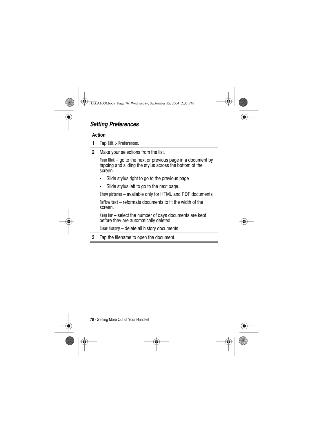 Motorola A1000 manual Setting Preferences 