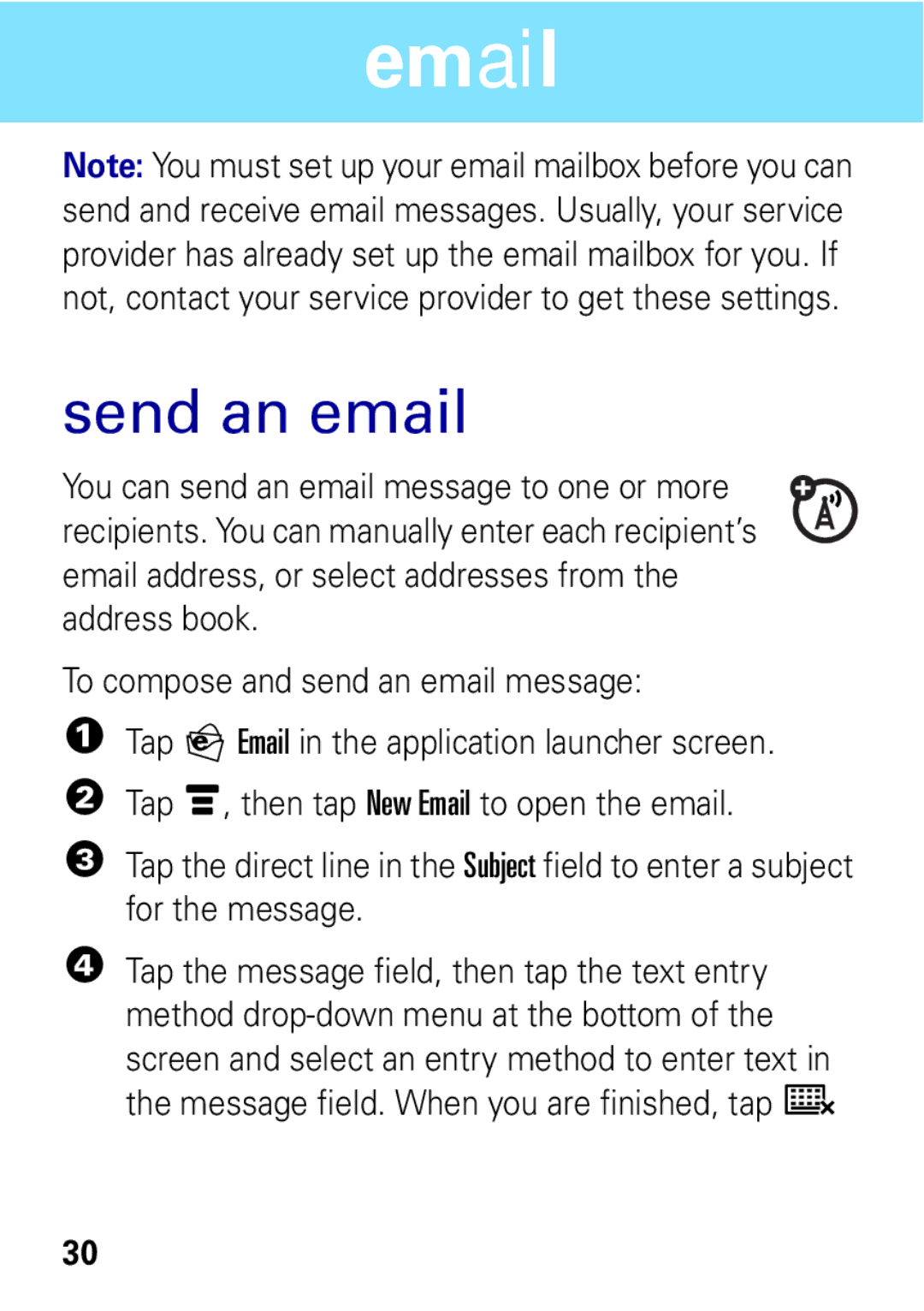 Motorola A1600 manual Send an email 