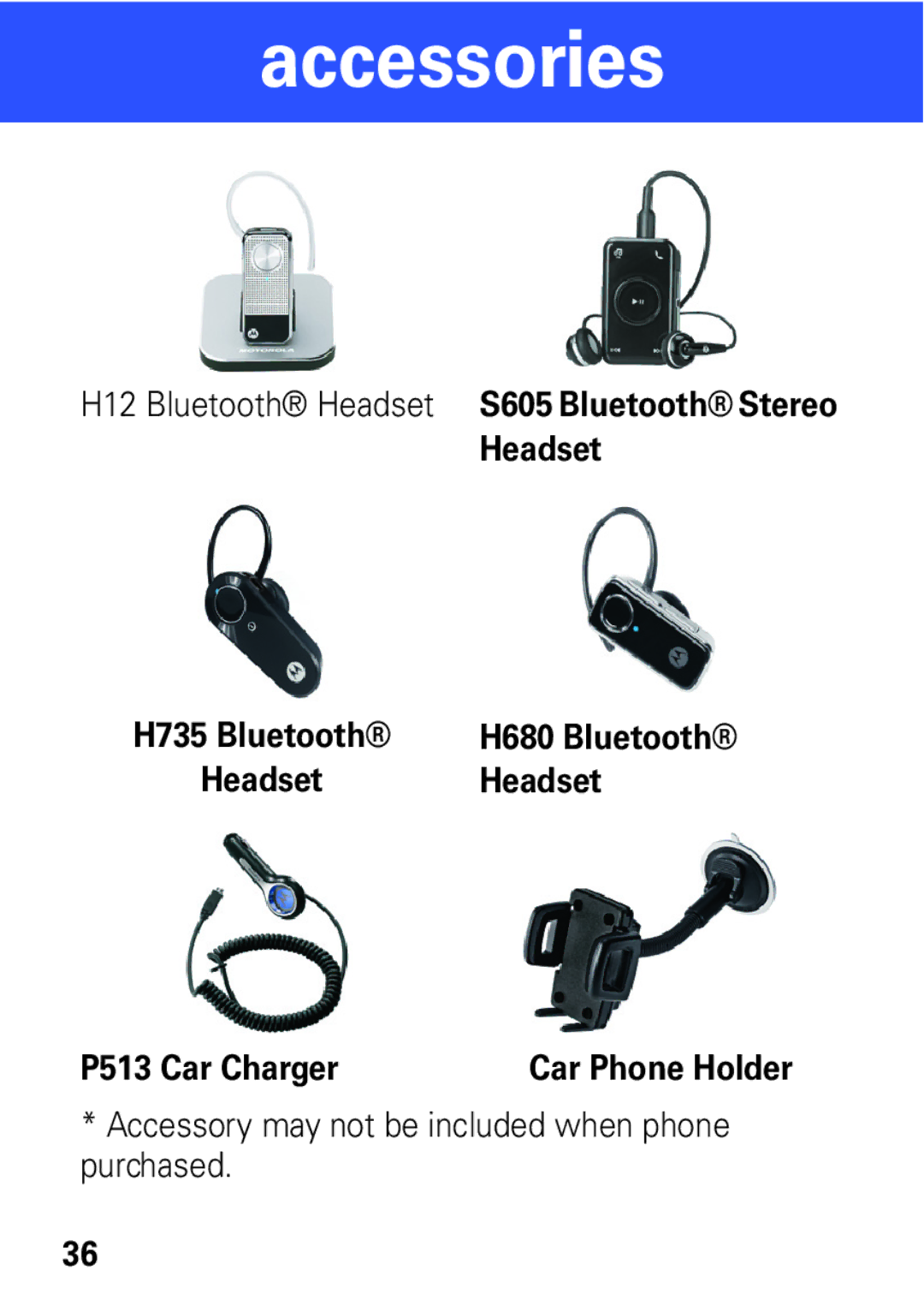 Motorola A1600 manual Accessories 