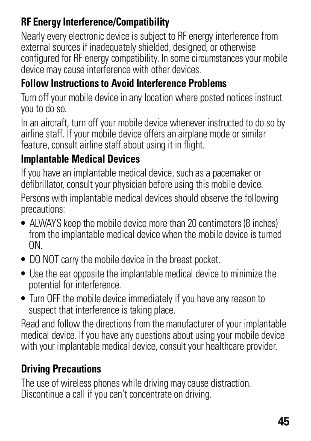 Motorola A1600 manual RF Energy Interference/Compatibility, Follow Instructions to Avoid Interference Problems 