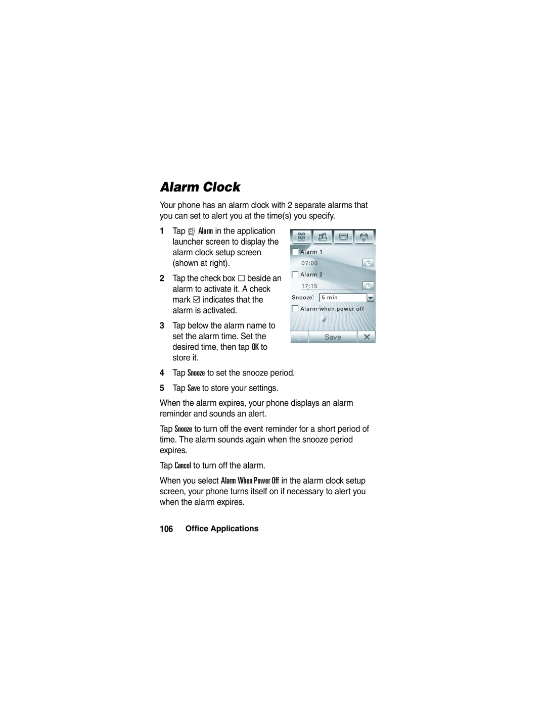 Motorola A780 manual Alarm Clock 