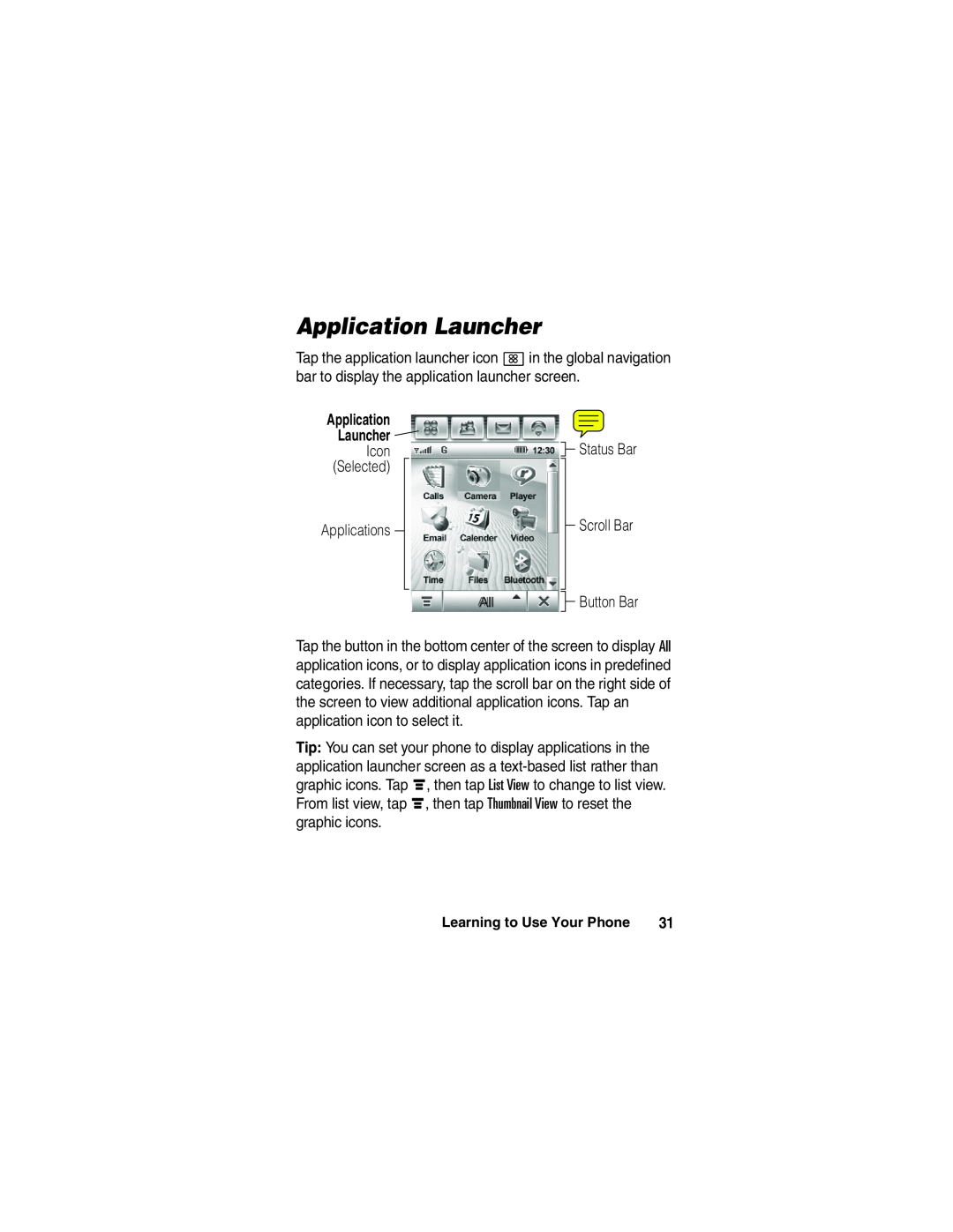 Motorola A780 manual Application Launcher, Applications 