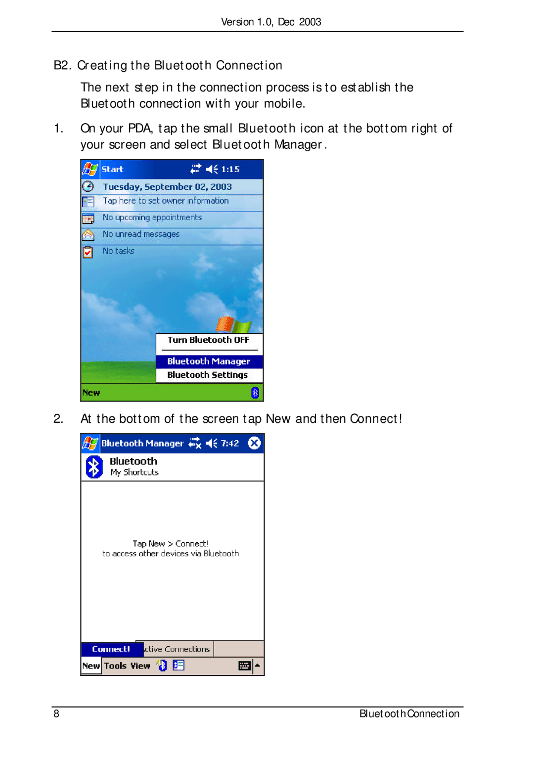 Motorola A835 manual B2. Creating the Bluetooth Connection 