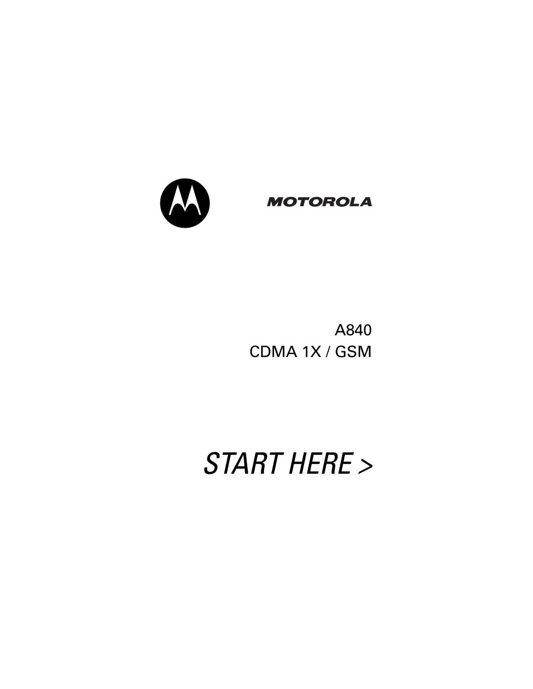 Motorola A840 manual Start Here 