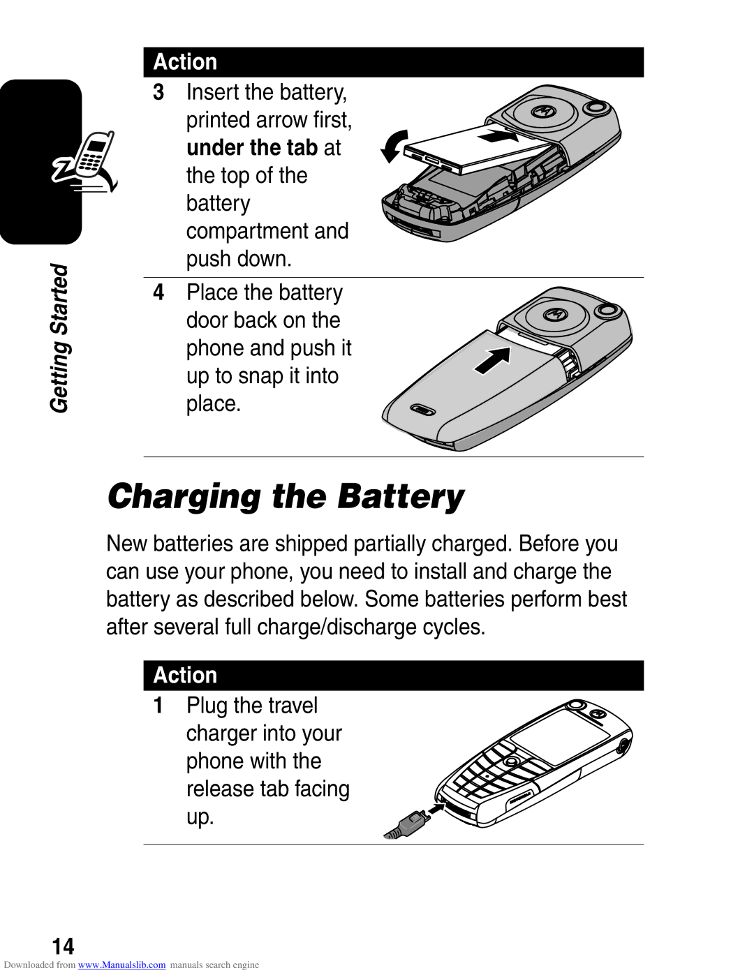 Motorola A845 3G manual Charging the Battery 