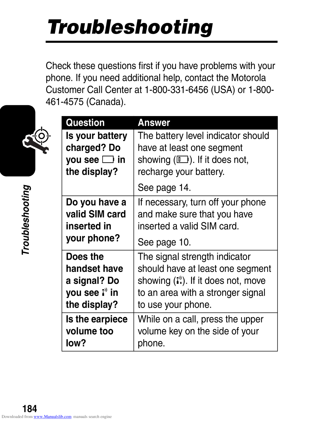 Motorola A845 3G manual Troubleshooting, Question Answer 