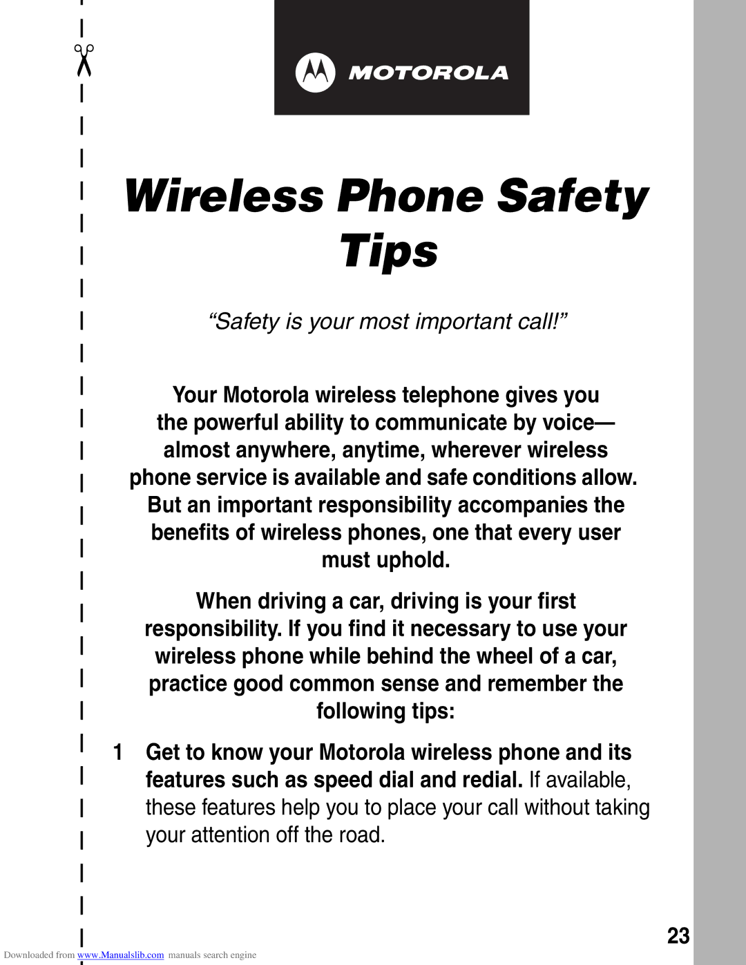 Motorola A845 3G manual Wireless Phone Safety Tips 