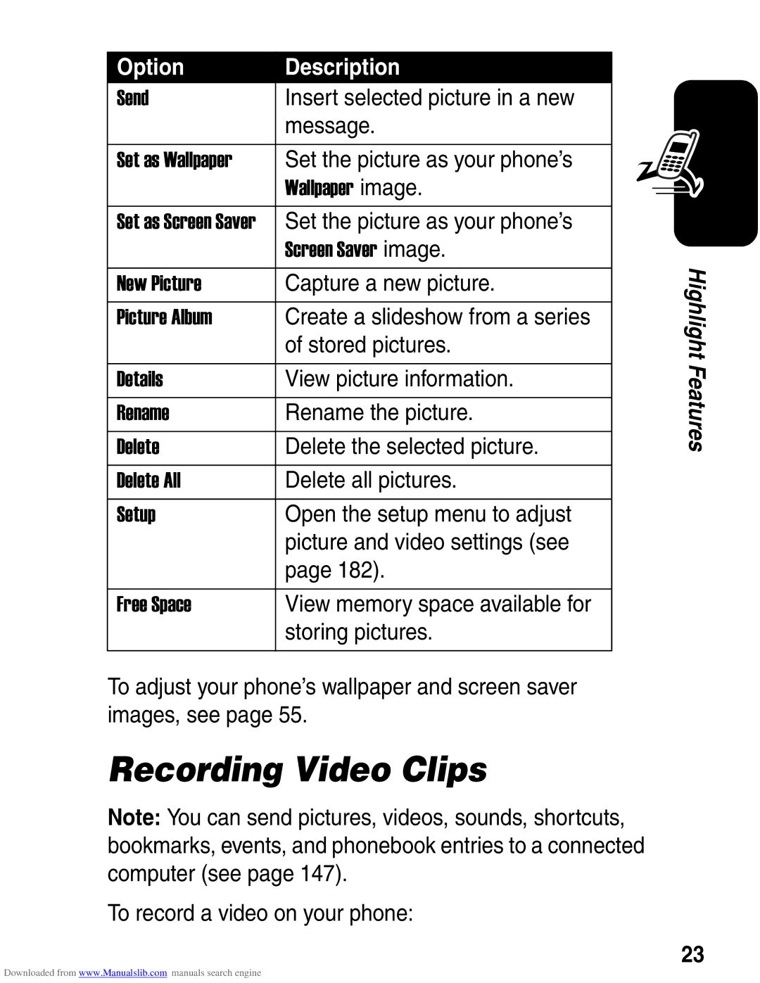 Motorola A845 3G manual Recording Video Clips 