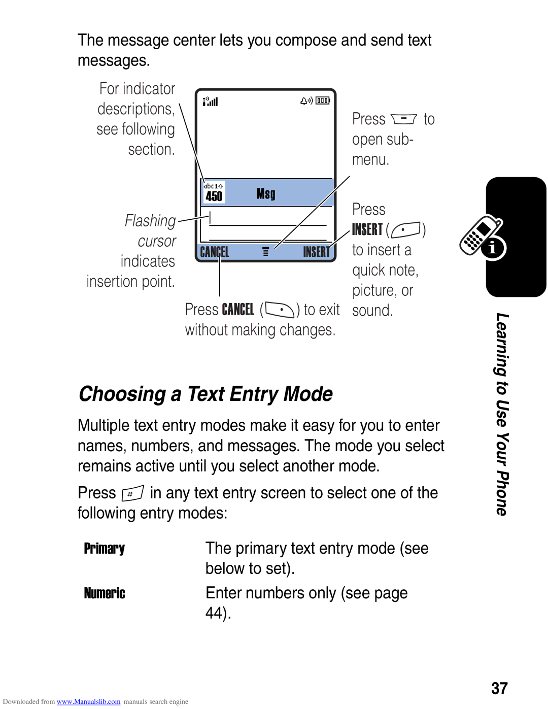 Motorola A845 3G manual Choosing a Text Entry Mode 