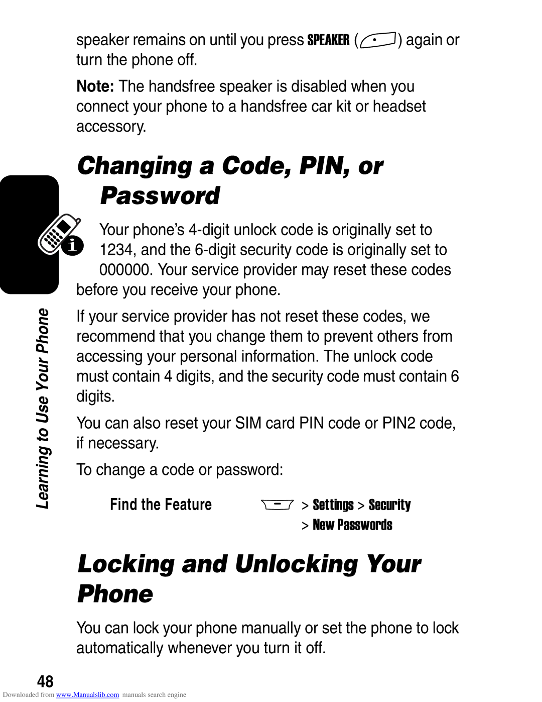 Motorola A845 3G manual Changing a Code, PIN, or Password, Locking and Unlocking Your Phone, Before you receive your phone 