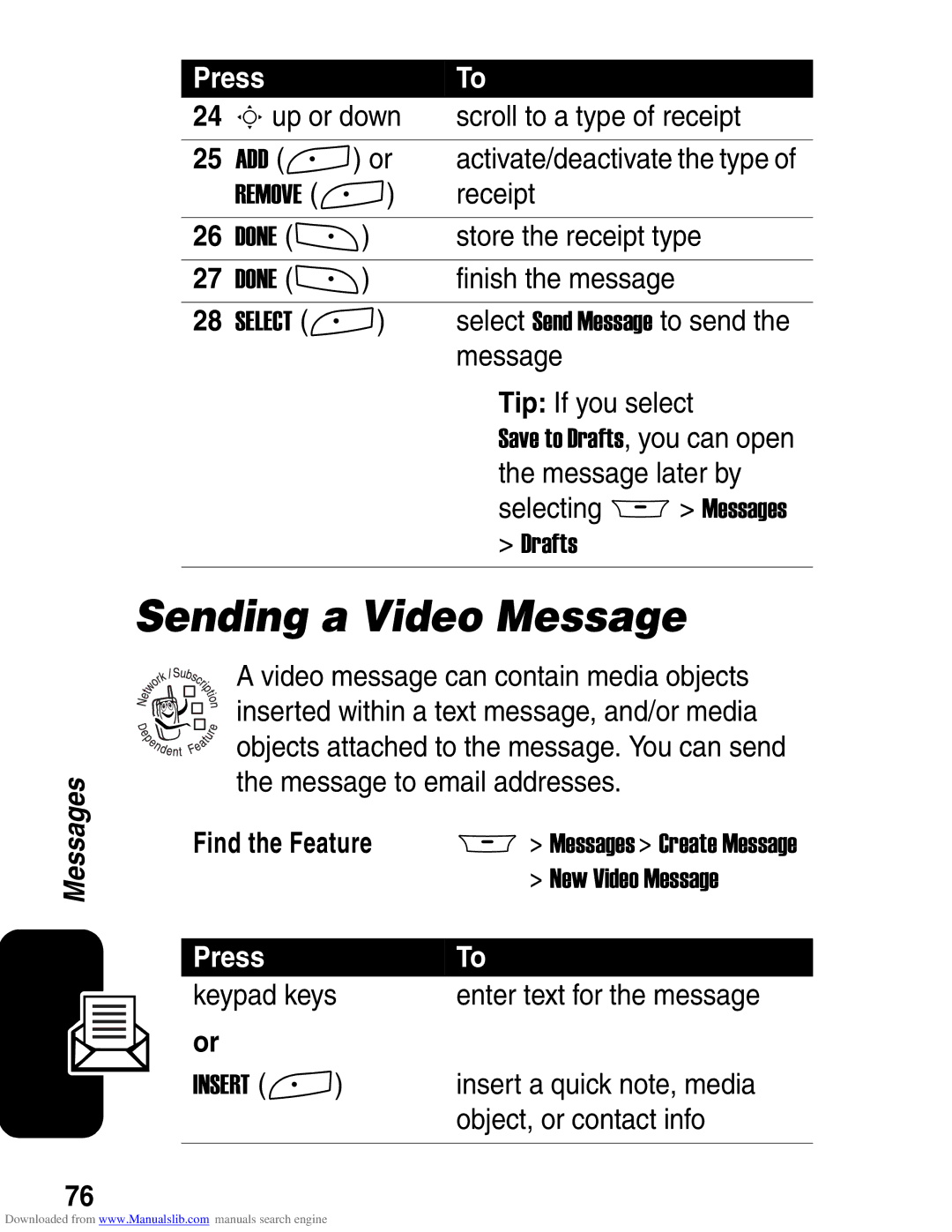 Motorola A845 3G manual Sending a Video Message 