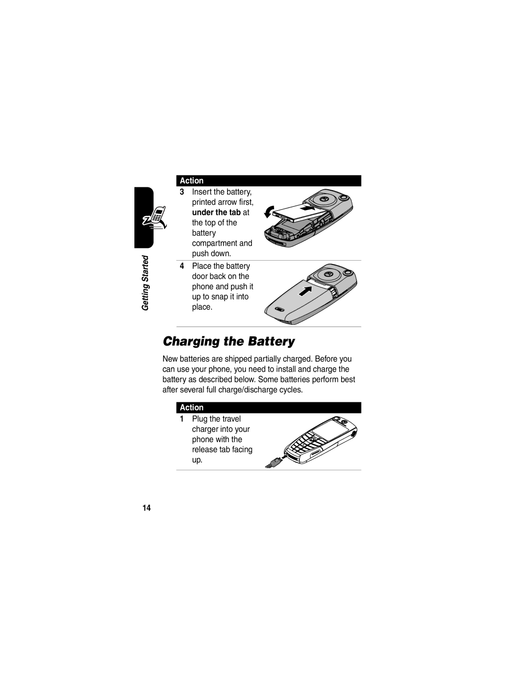 Motorola A845 manual Charging the Battery 