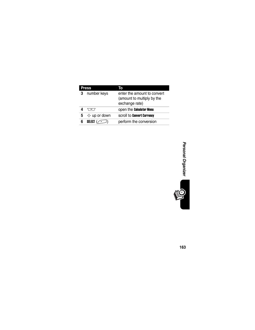 Motorola A845 manual Perform the conversion, 163 