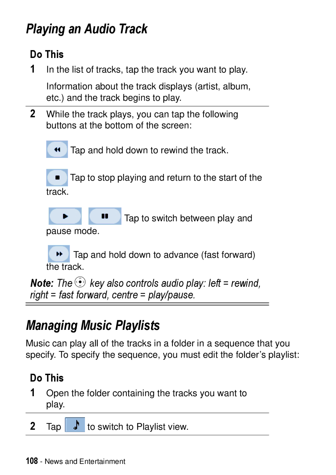 Motorola A925 manual Playing an Audio Track, Managing Music Playlists 