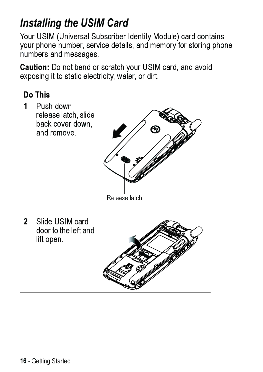 Motorola A925 manual Installing the Usim Card, Do This 