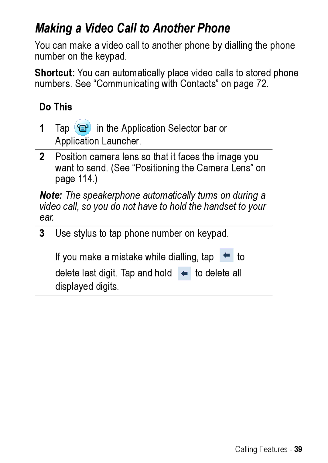 Motorola A925 manual Making a Video Call to Another Phone 