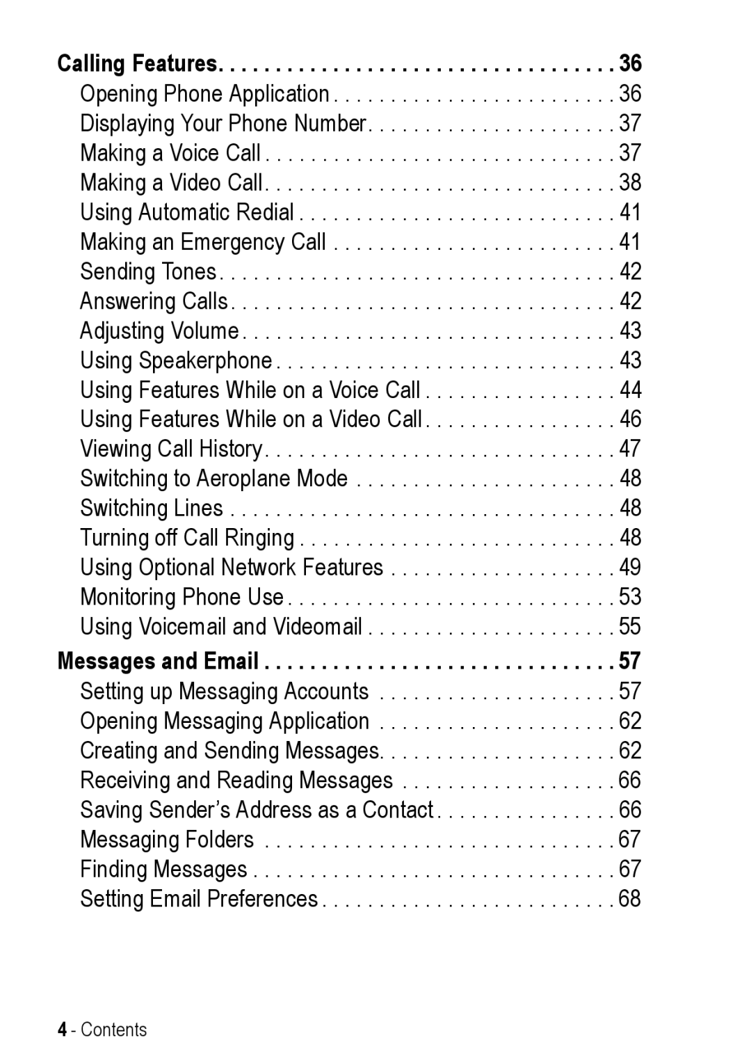 Motorola A925 manual Calling Features, Messages and Email 