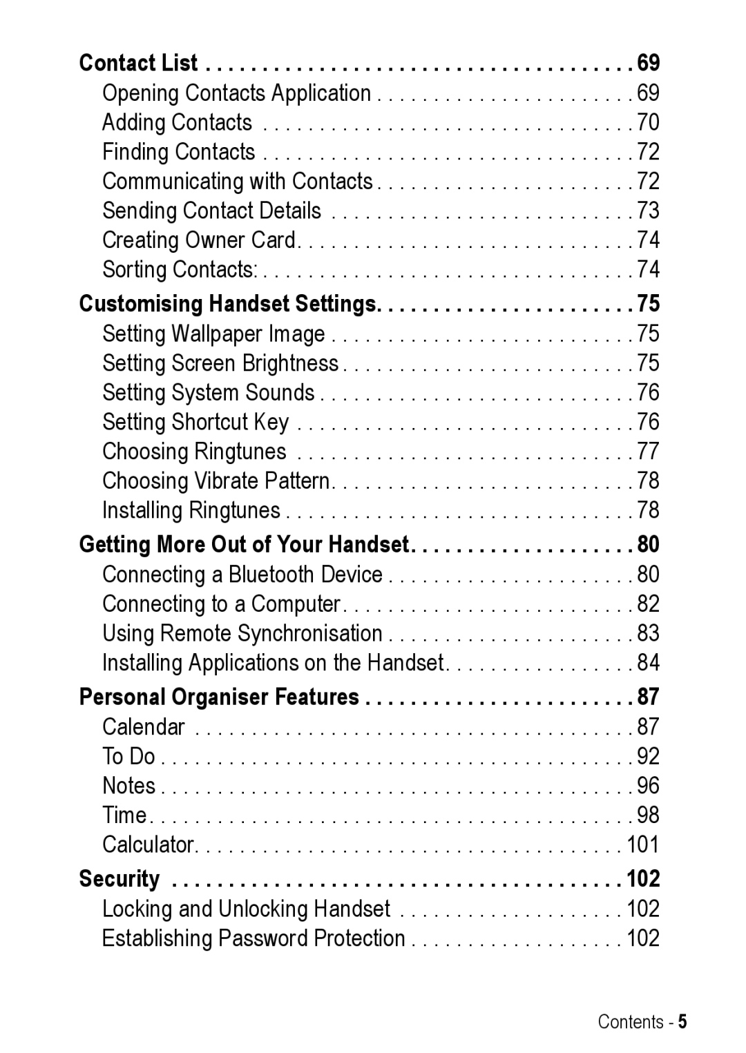 Motorola A925 Contact List, Customising Handset Settings, Getting More Out of Your Handset, Personal Organiser Features 