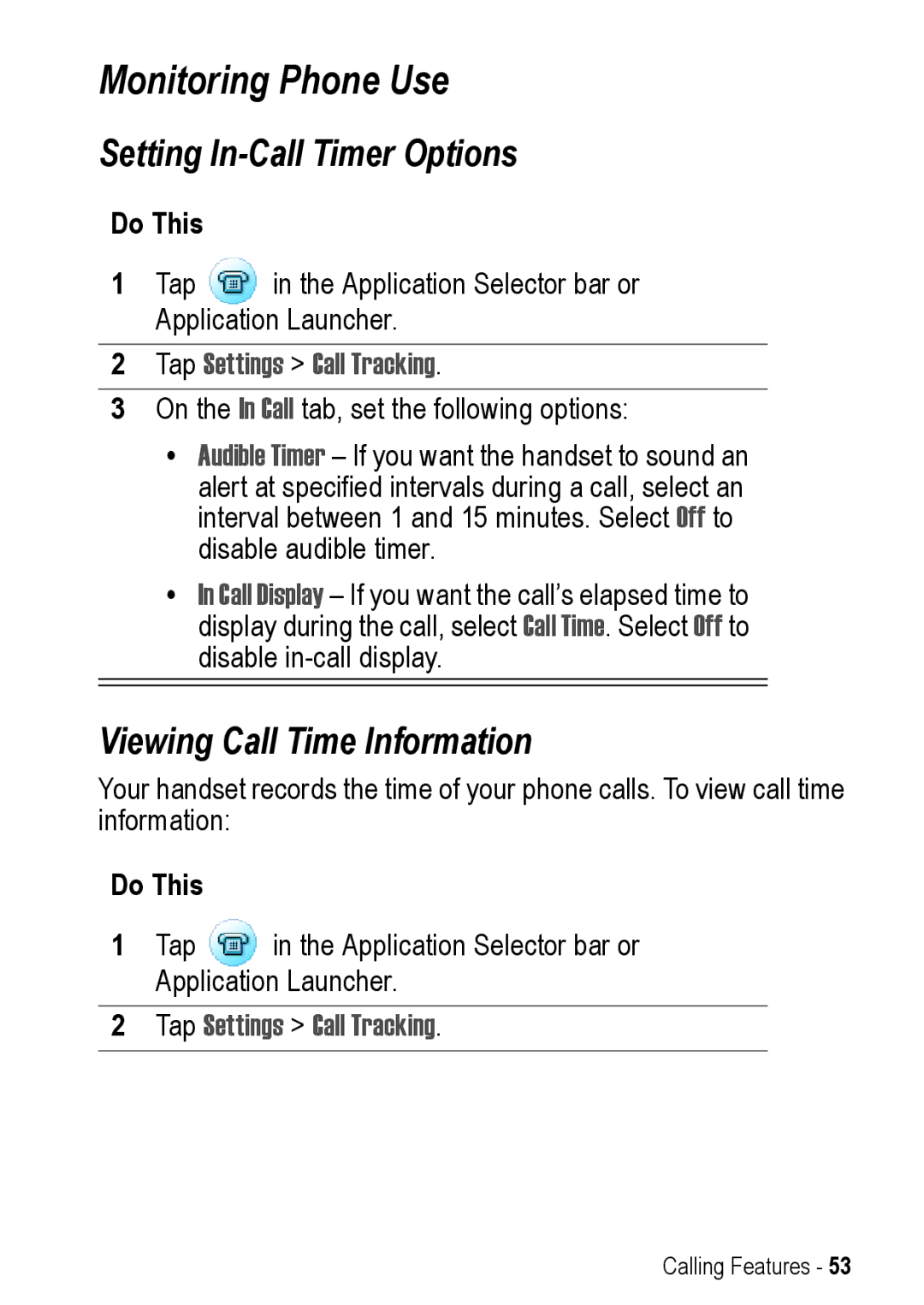 Motorola A925 manual Monitoring Phone Use, Setting In-Call Timer Options, Viewing Call Time Information 