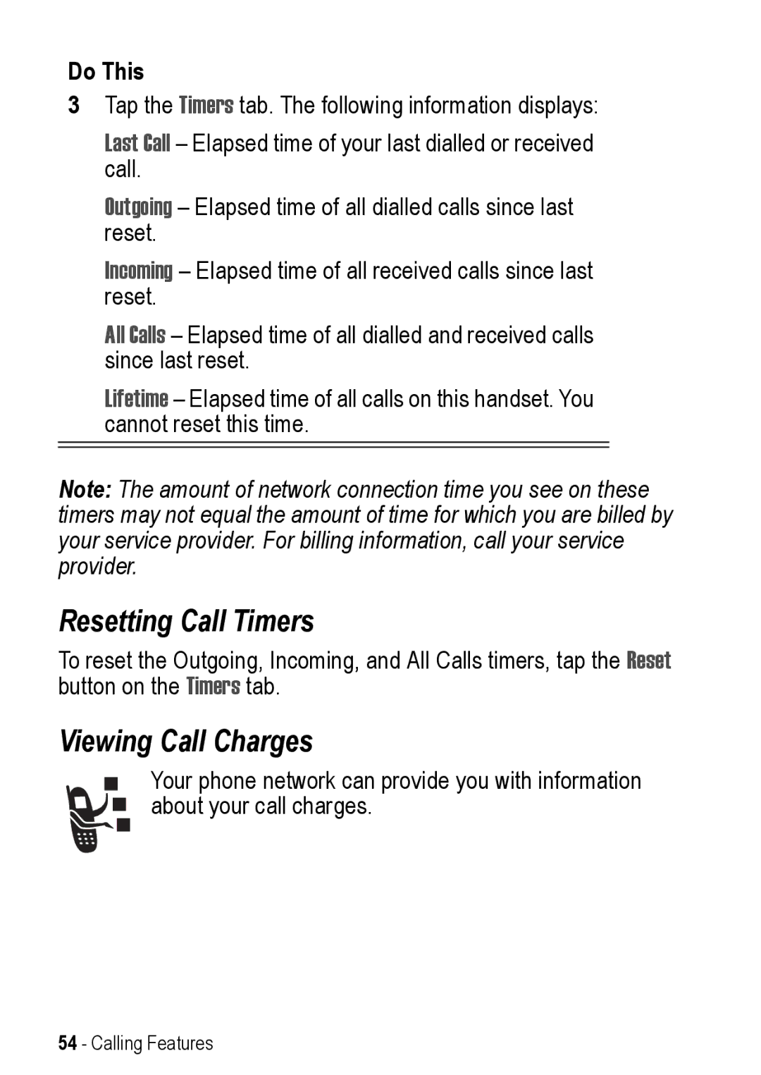 Motorola A925 manual Resetting Call Timers, Viewing Call Charges 