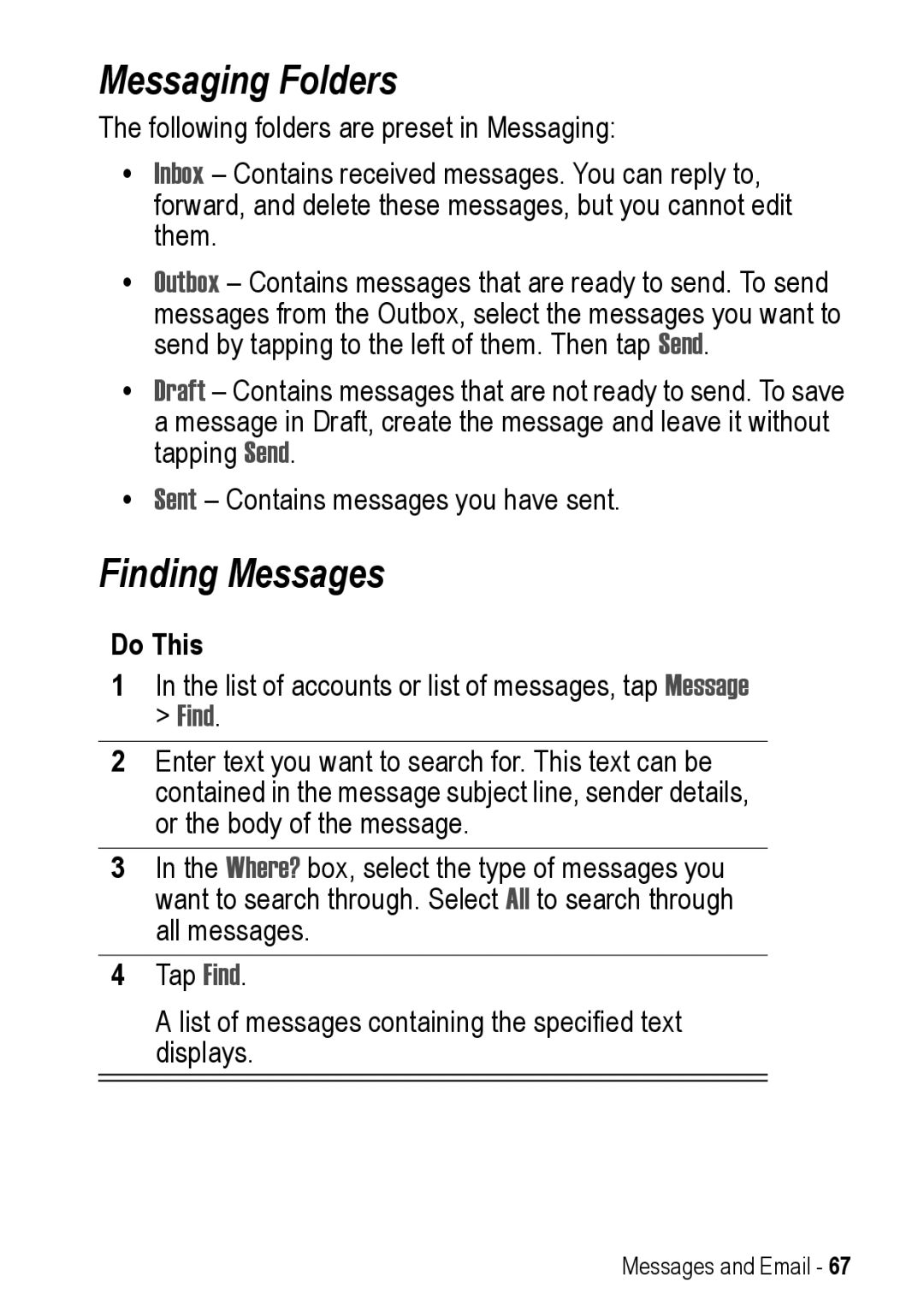 Motorola A925 manual Messaging Folders, Finding Messages 