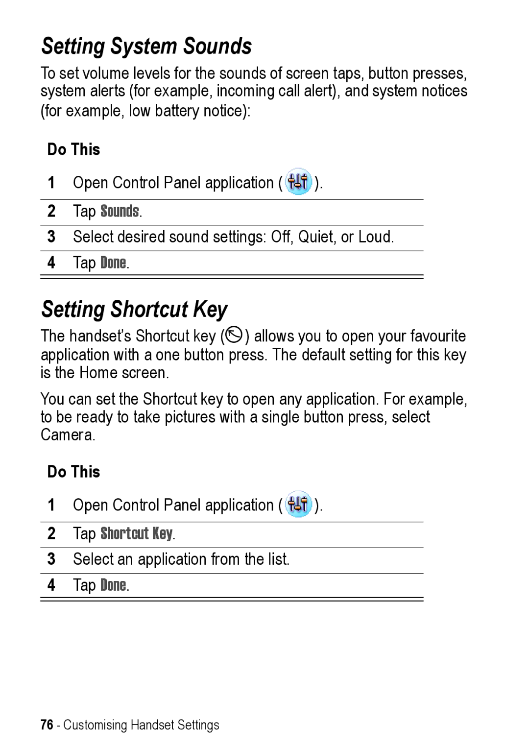 Motorola A925 manual Setting System Sounds, Setting Shortcut Key, Tap Sounds, Tap Shortcut Key 