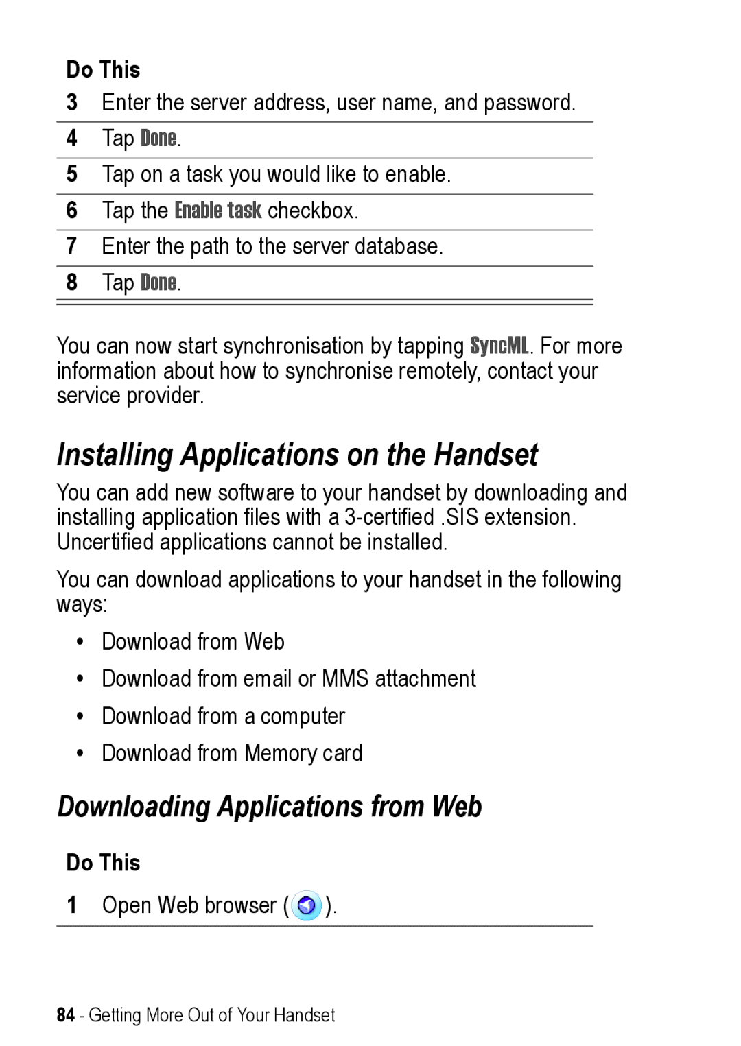 Motorola A925 manual Installing Applications on the Handset, Downloading Applications from Web 