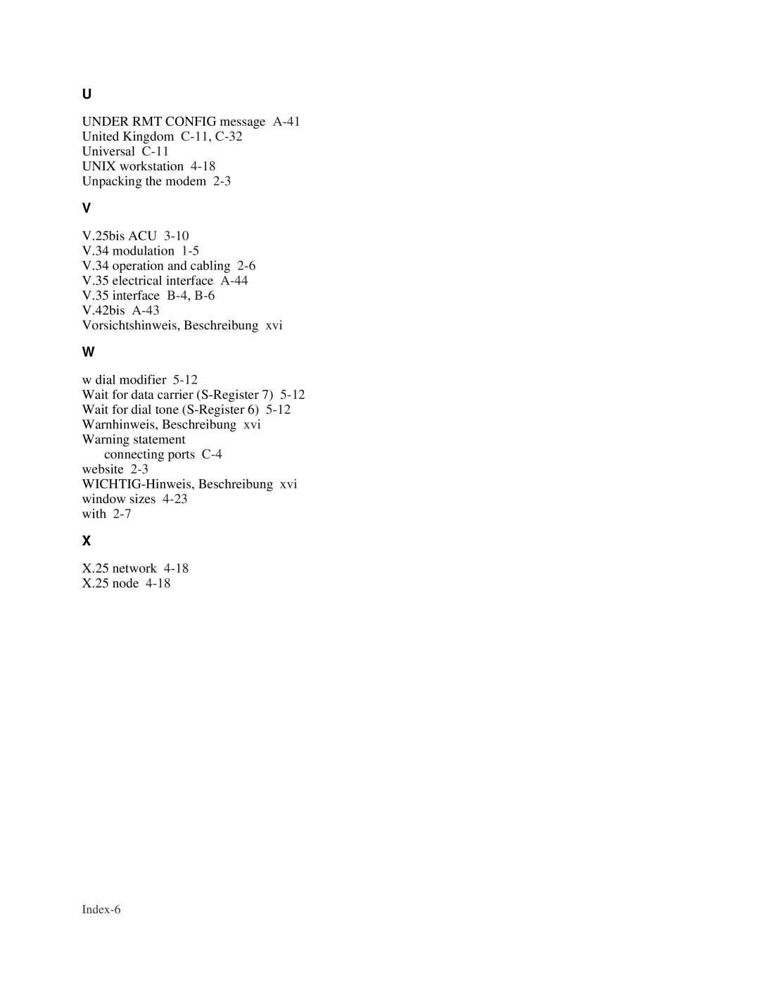 Motorola and V.32bis, V.34-SDC, 326X V.34 manual Index-6 