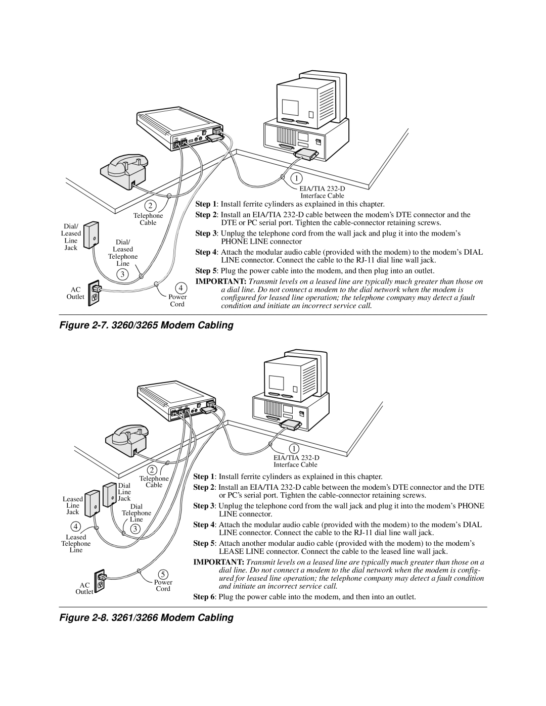 Motorola V.34-SDC, and V.32bis, 326X V.34 manual Modem Cabling 