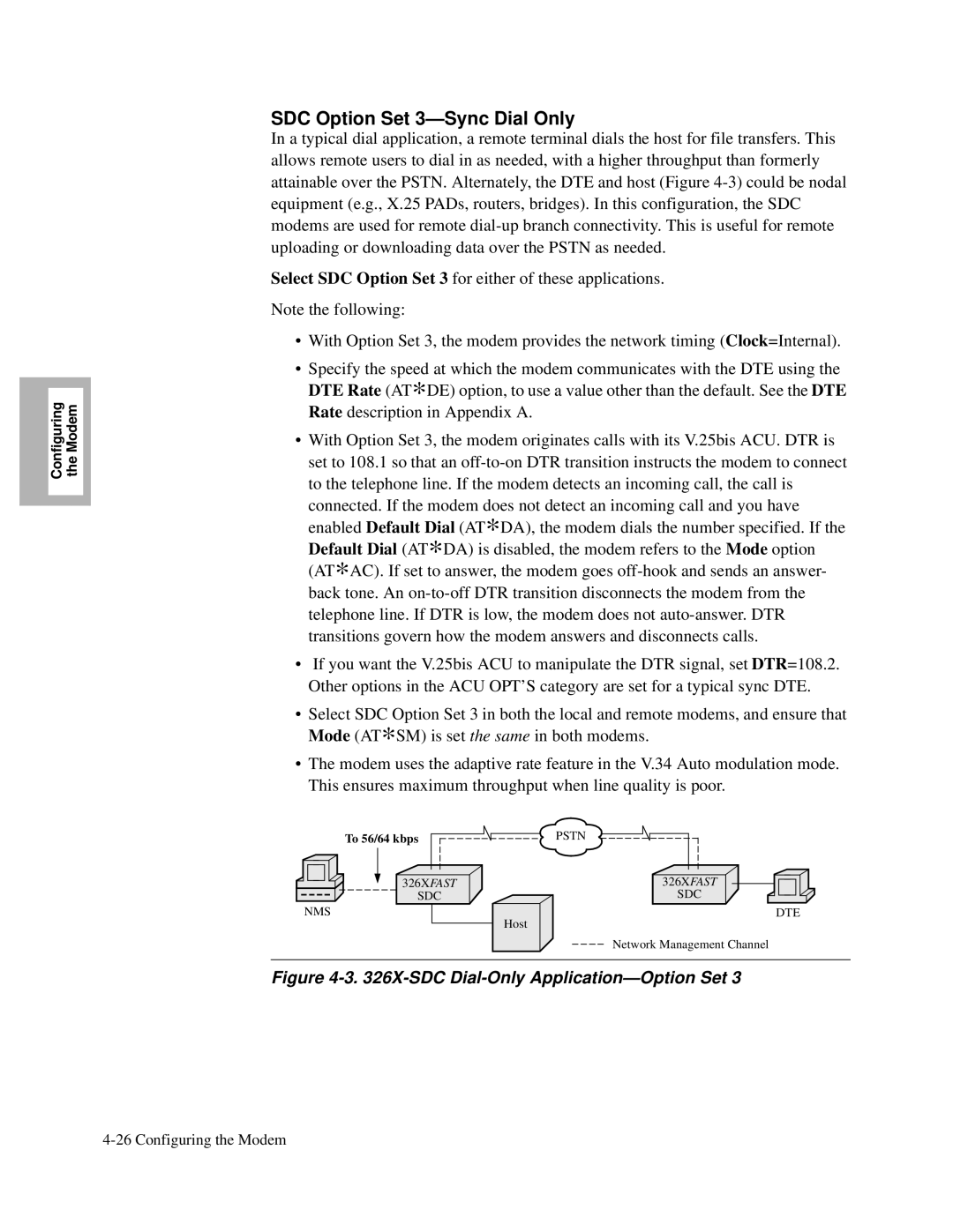 Motorola V.34-SDC, and V.32bis, 326X V.34 manual SDC Option Set 3-Sync Dial Only, X-SDC Dial-Only Application-Option Set 