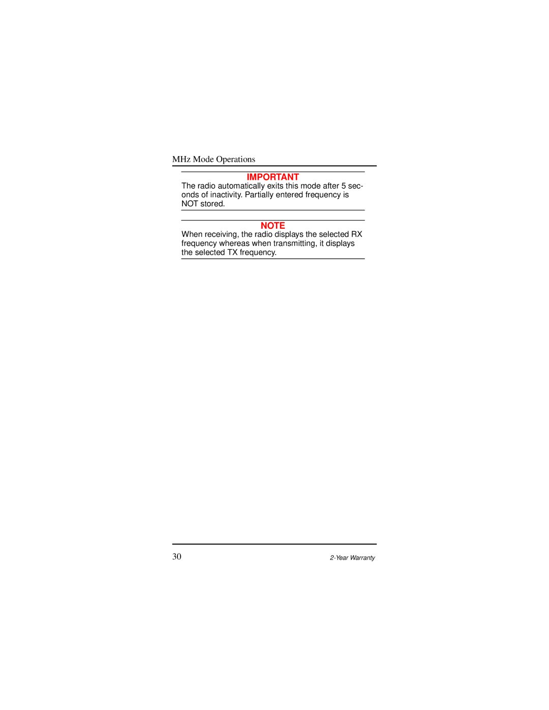 Motorola AP 73 user manual MHz Mode Operations 