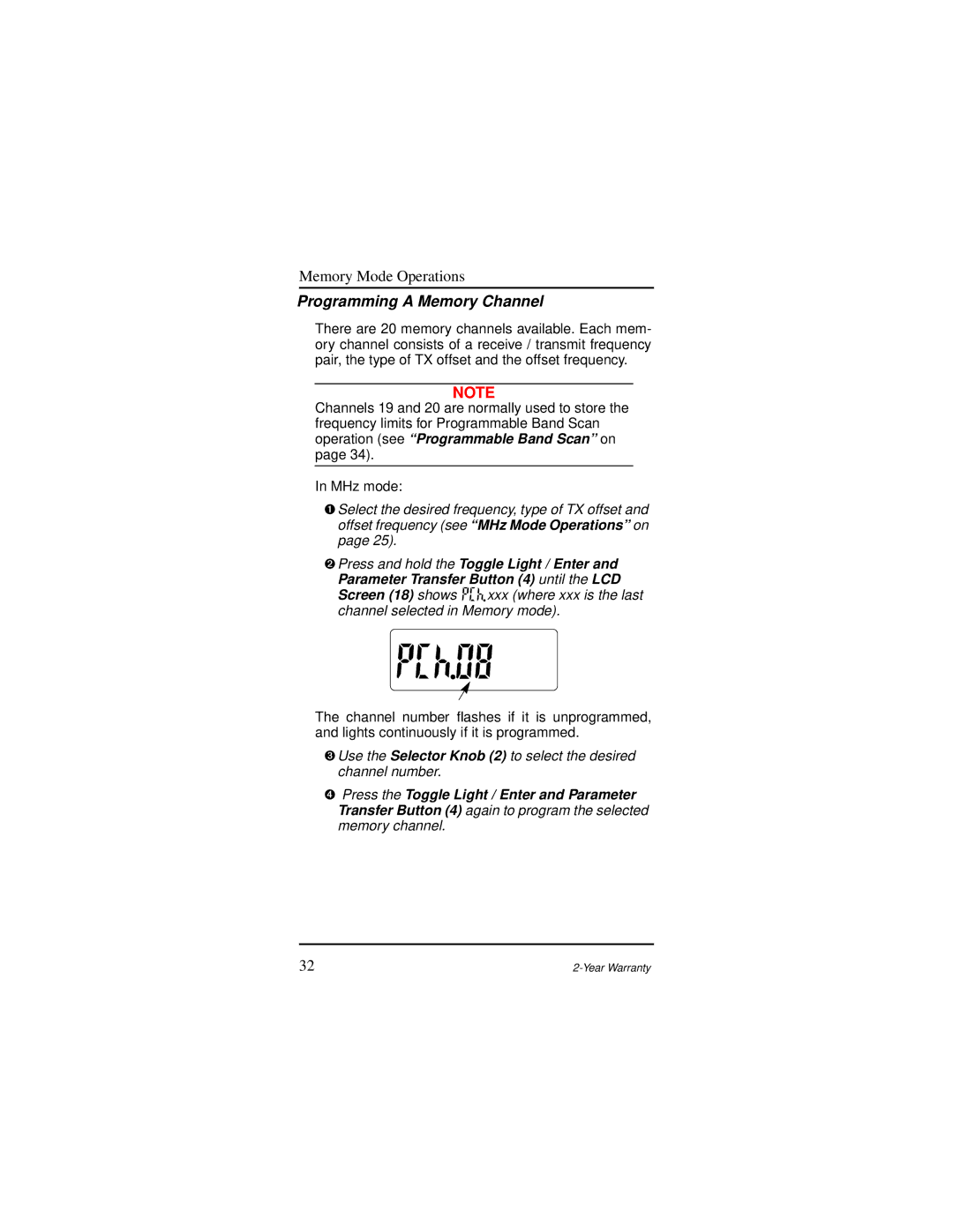 Motorola AP 73 user manual Programming a Memory Channel 