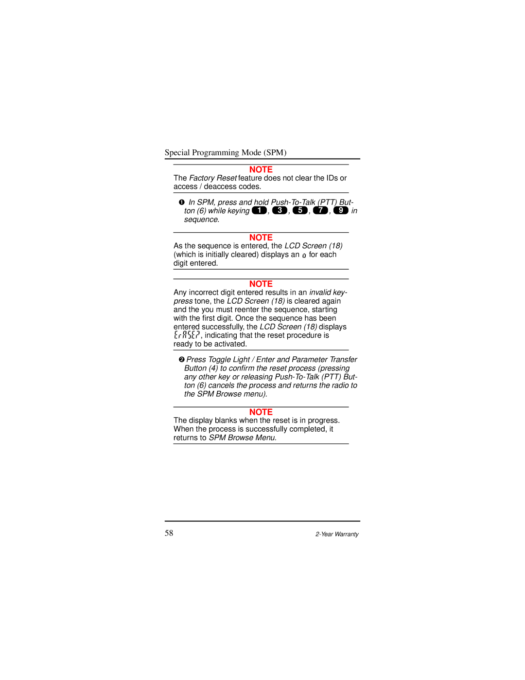 Motorola AP 73 user manual Special Programming Mode SPM 