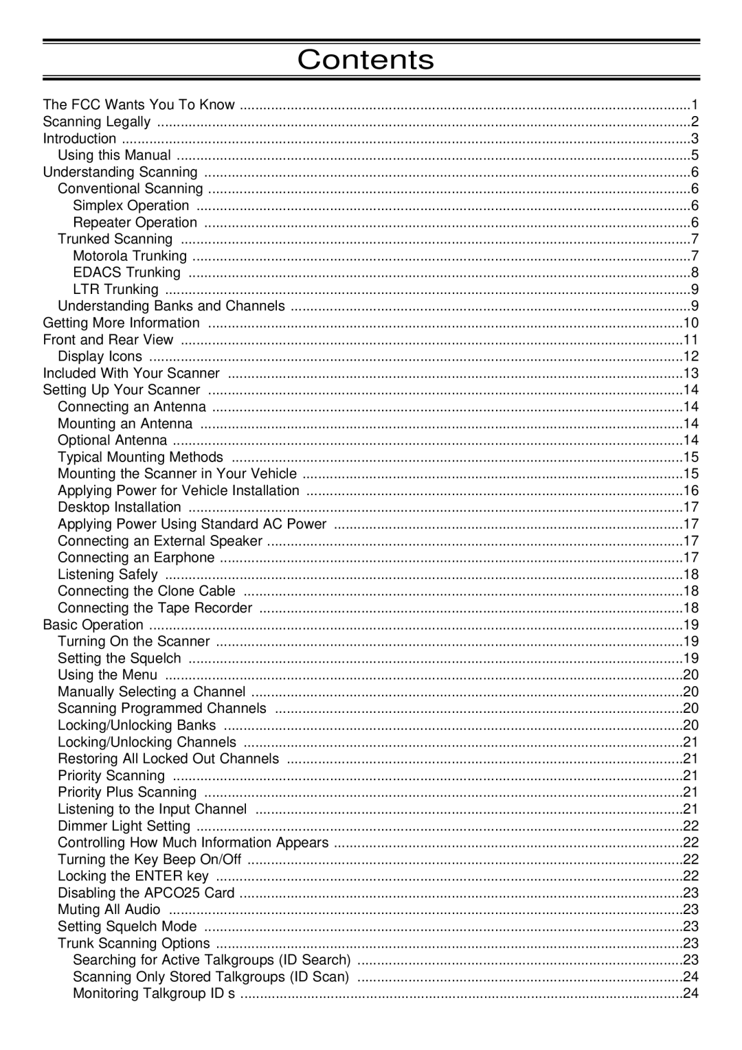 Motorola BC796D, APCO25 manual Contents 