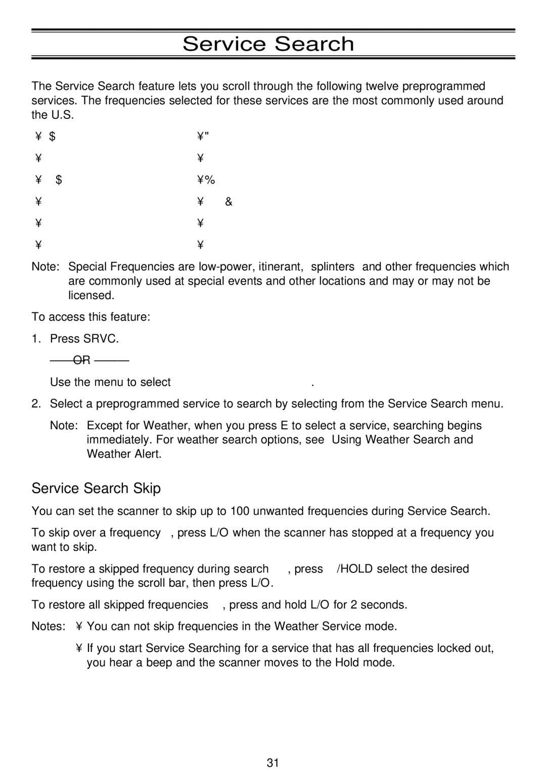 Motorola BC796D, APCO25 manual Service Search Skip 