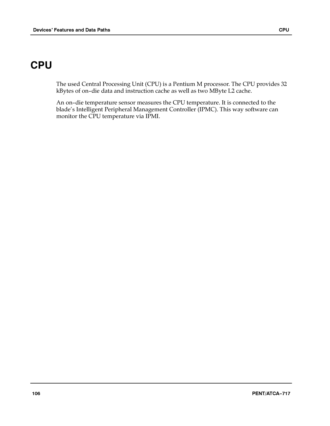 Motorola ATCA-717 manual Cpu 