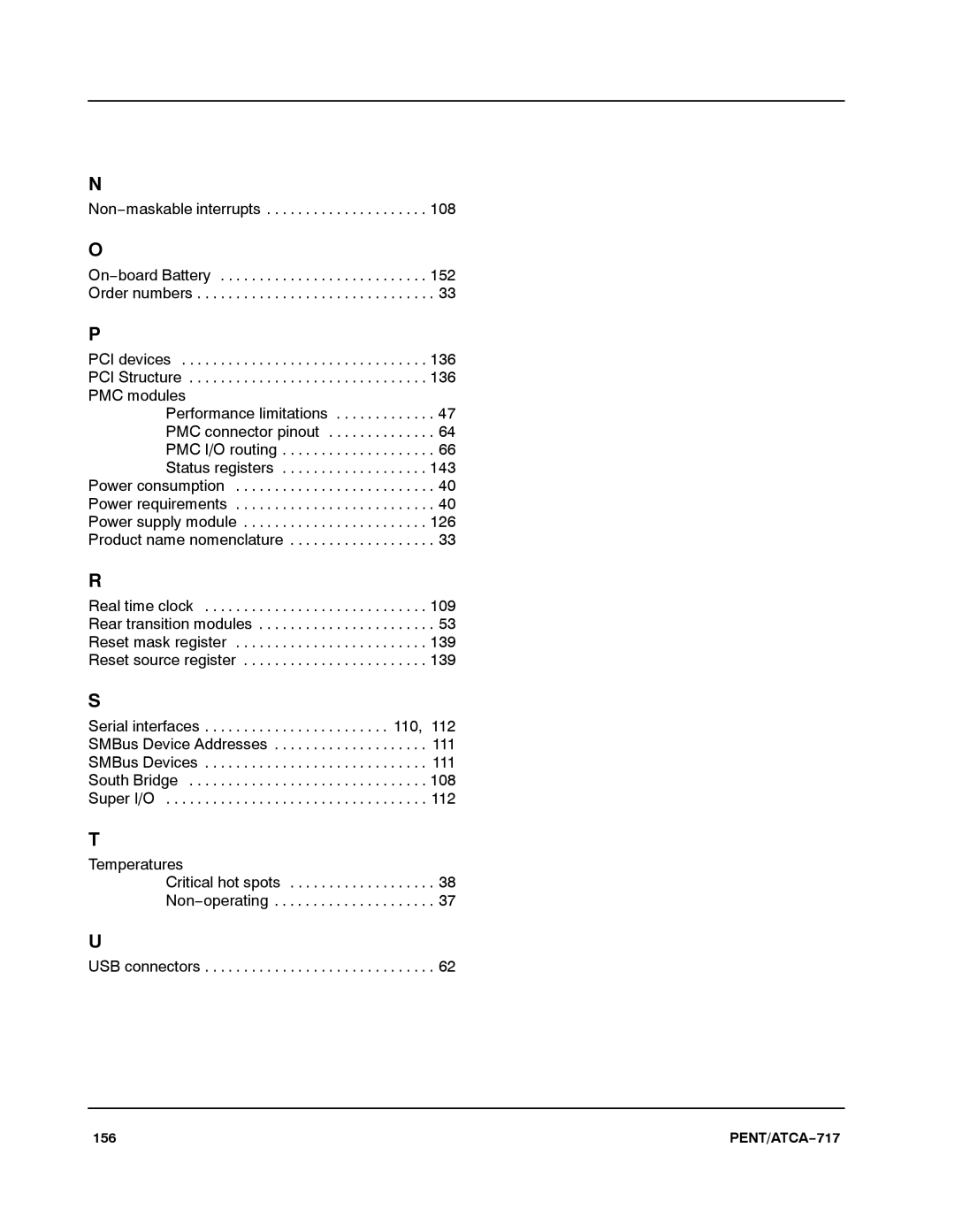 Motorola ATCA-717 manual Temperatures Critical hot spots Non−operating USB connectors 