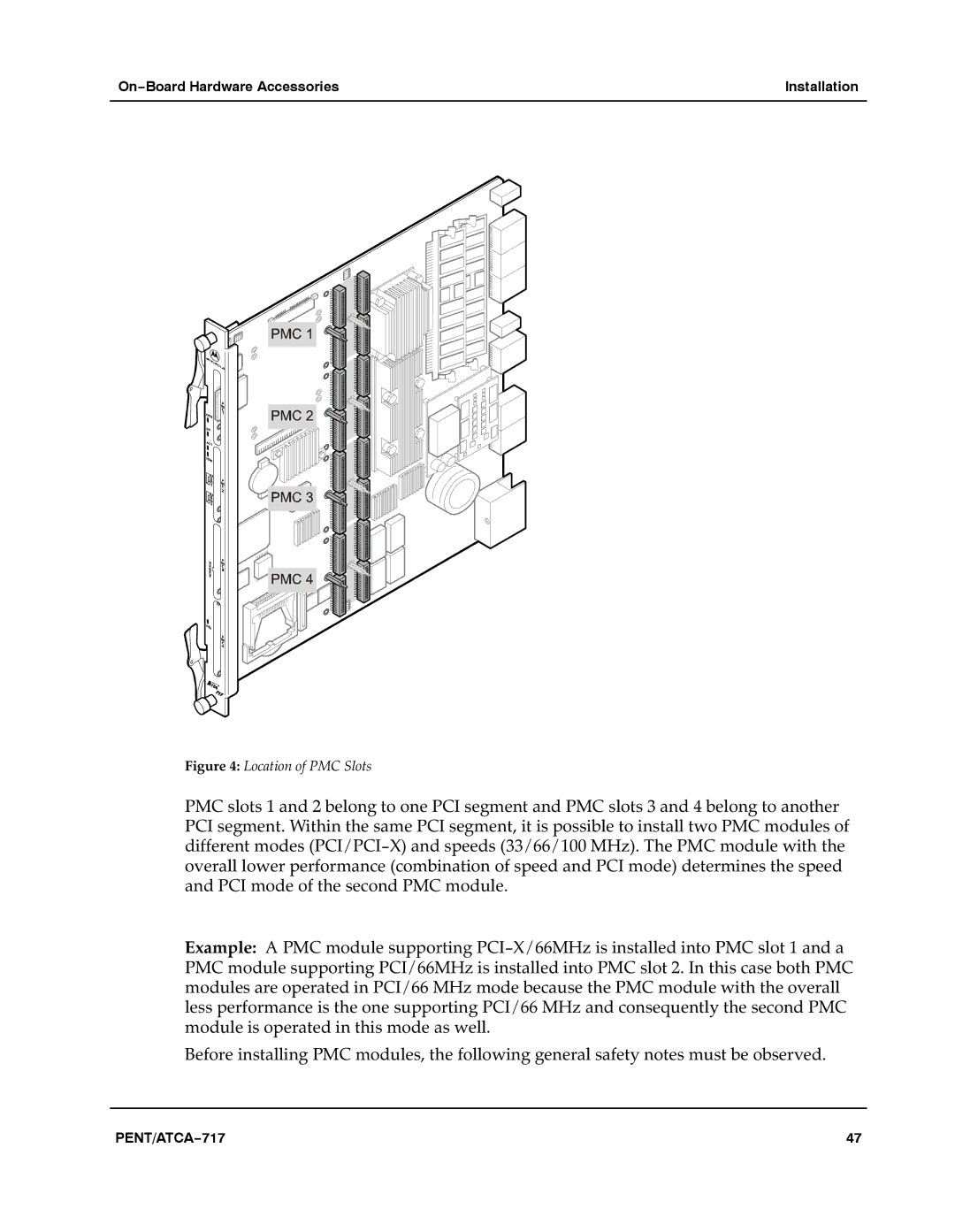 Motorola ATCA-717 manual On−Board Hardware Accessories Installation 