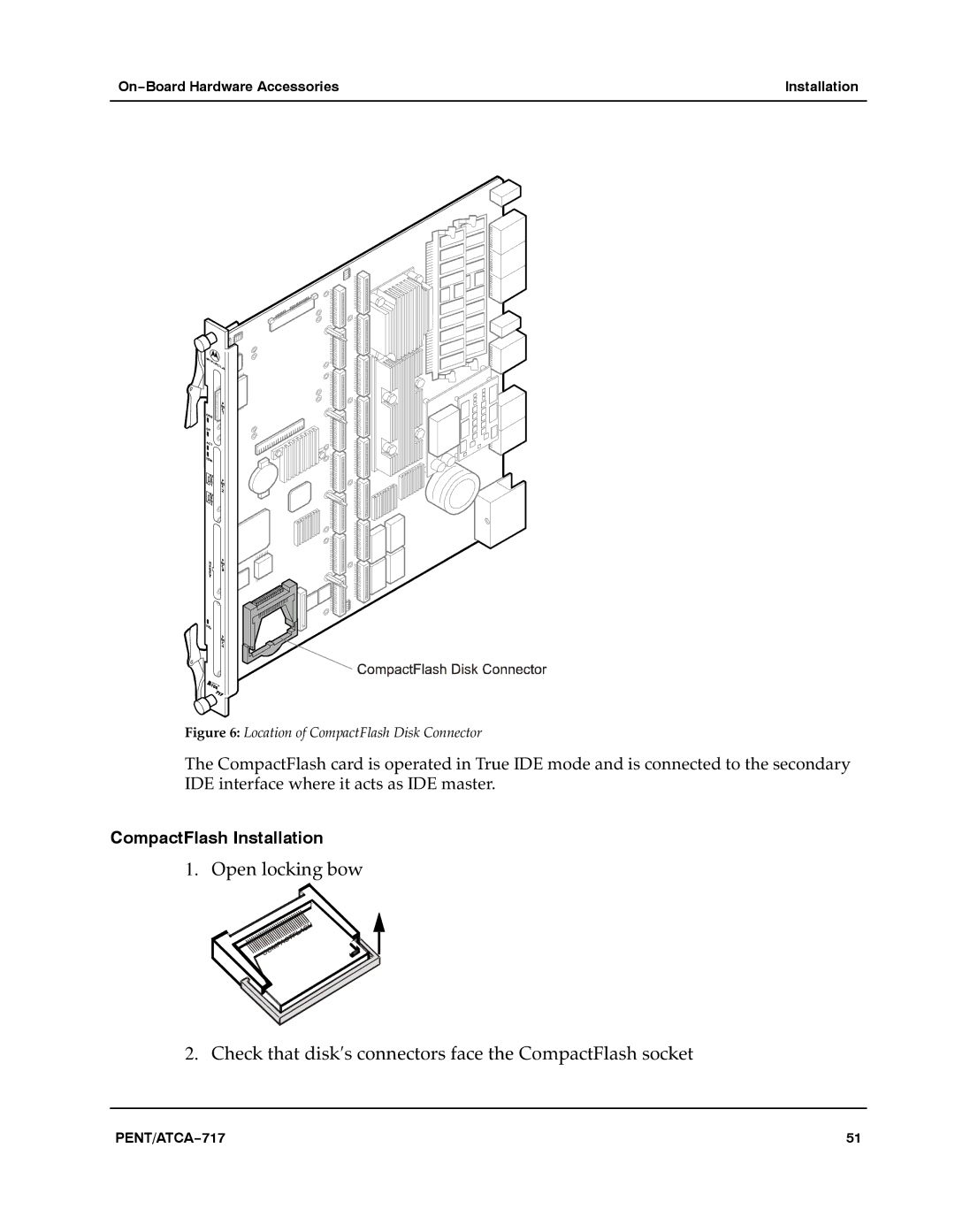 Motorola ATCA-717 manual CompactFlash Installation, Location of CompactFlash Disk Connector 